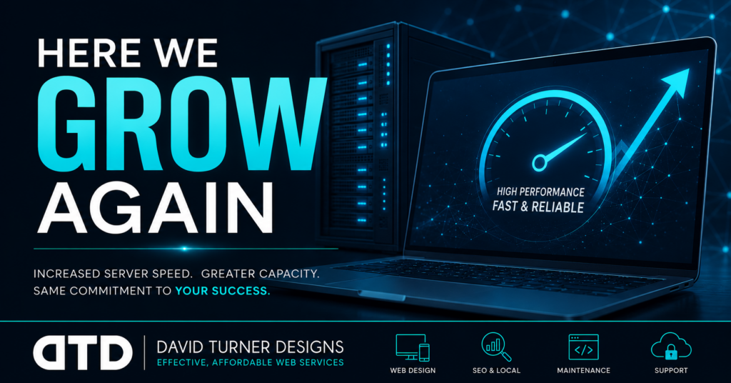 David Turner Designs announces a major server and hosting infrastructure upgrade for client websites
