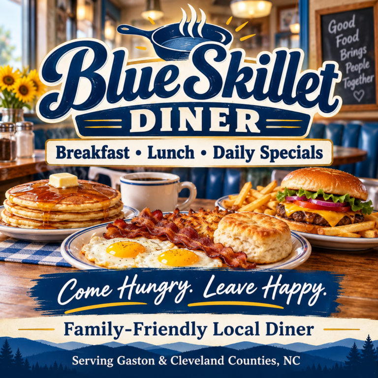 Fictional Blue Skillet Diner flyer
