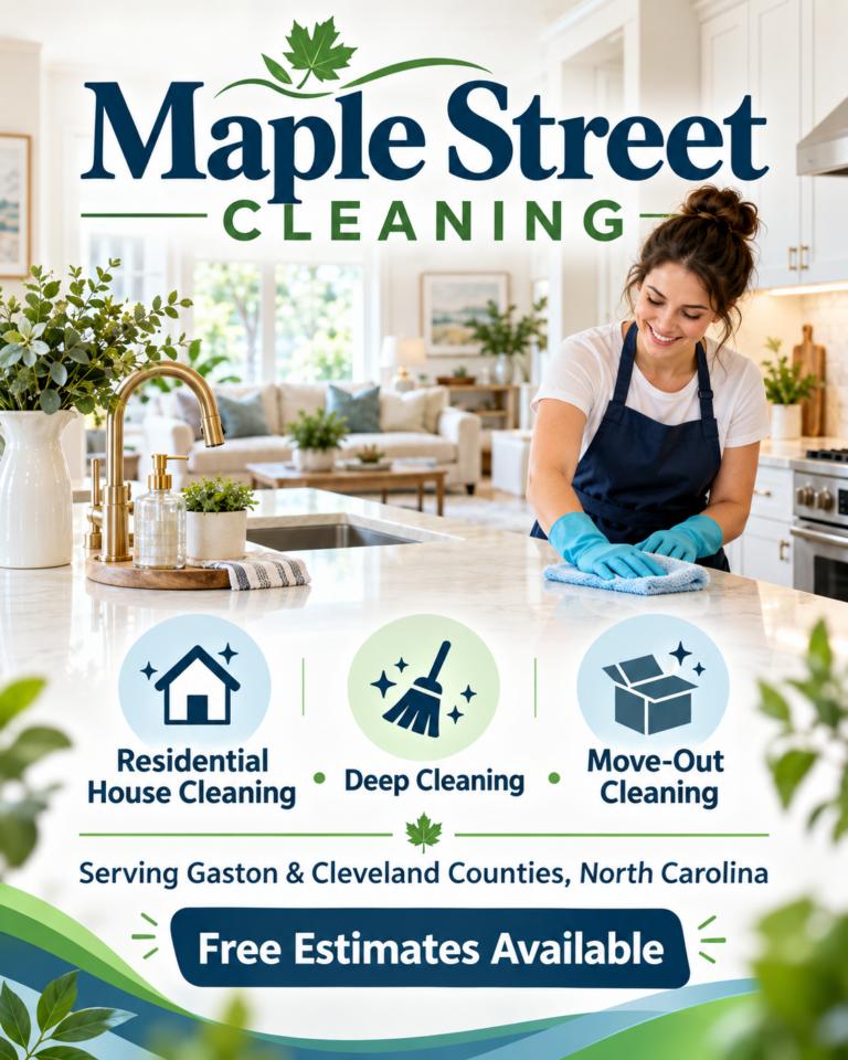 Fictional Maple Street Cleaning flyer
